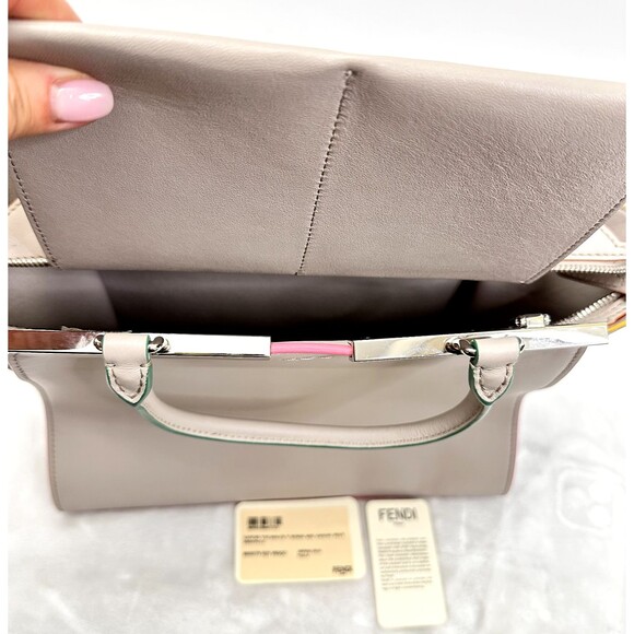 FENDI 3Jours Grey Calfskin Leather Satchel Bag Multicolor Trim Italy $ 2950 - Picture 14 of 16